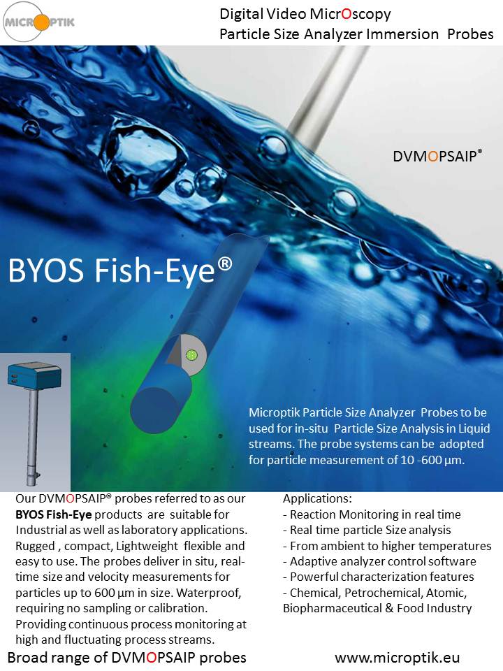 Fish Eye Video Microscopy Immersion probes for PSA