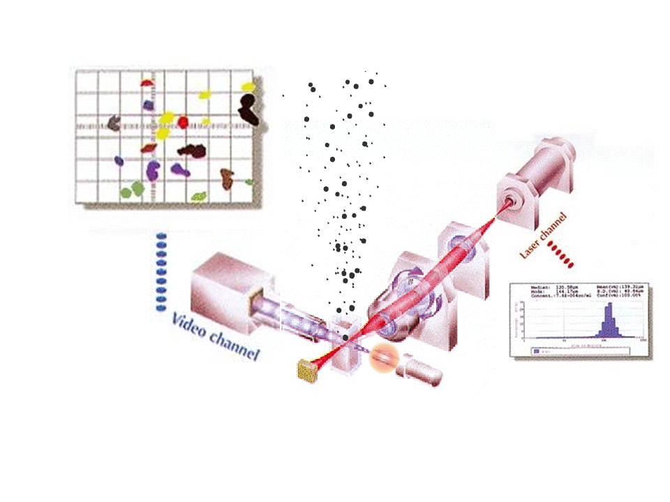 Dynamic particle size analysis by laser obscuration scattering